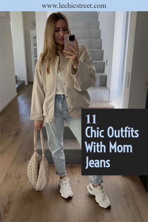 11 Chic Outfits With Mom Jeans. Looking for fall outfits or spring outfits with mom jeans outfit. Plenty of mom jeans outfits inspo to give you that cool girl vibe and jeans aesthetic. These jeans outfit can be worn year round and are the perfect jean aesthetic for mom jean outfits. Plenty of mom jean outfits for jean outfit fall or spring outfits with jean outfit. Plenty of casual outfits with jeans outfit. #momjeansoutfit #falloutfits #denimjeans #momjeans #momjeansoutfits #momjeanoutfit Mom Jeans And Trainers Outfit, Mom Jeans And Ankle Boots Outfit, Sneakers And Mom Jeans Outfit, Mom Jeans And Converse Outfit, Mom Jean Styling, Trendy Mom Jeans Outfit, Mom Jeans Outfit Casual Winter, Mom Jean Outfits Sneakers, Womens Mom Jeans Outfit