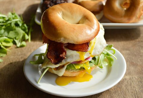 Breakfast Burger Breakfast Burger Recipe, Maple Sriracha, Sriracha Aioli, Breakfast Burger, Bagel Sandwich, Morning Time, Maple Bacon, Pork Sausage, Breakfast For Dinner