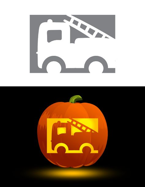 Fire Truck Pumpkin Carving, Monster Truck Pumpkin Carving, Truck Pumpkin Carving, Pumkin Stencils, Disney Pumpkin Stencils, Lego Pumpkin, Pumpkin Carving Template, Cartoon Fire, Printable Pumpkin Stencils