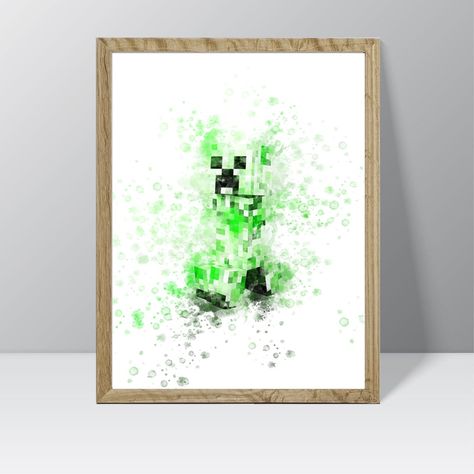 Minecraft Watercolor Painting, Minecraft Watercolor, Watercolour Splash, Minecraft Wall, Beautiful Nursery, Minecraft Art, Watercolor Splash, Wall Papers, Gifts For New Parents