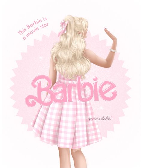 Barbie the movie by sarabelle fashion illustration pink Barbie Movie Pictures, Barbie Movie Art, Barbie Cartoon Wallpapers, Pink Barbie Poster, Barbie Movie Illustration, Barbie Movie Print, Cartoon Barbie, Barbie Mood, Vintage Barbie Art Illustration