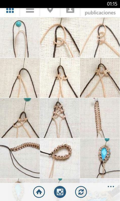 Macrame Necklace Patterns Tutorials, Macrame Jewelry Tutorial Step By Step, Songcord Ideas, قلادات متدلية, Macrame Jewelry Tutorial, Macrame Bracelet Patterns, Wire Wrap Jewelry Designs, Macrame Knots Pattern, Wire Wrapped Jewelry Diy