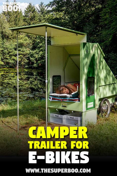 Bike Trailer Camper, Bike Camper Trailer, Bicycle Camper Trailer, Micro Camper Trailers, Bicycle Camper, Bike Camper, Ebike Diy, Tiny Campers, Bike Trailers