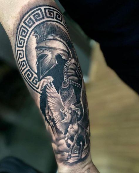 Sparta Tattoo Design, Illyrian Tattoo, Ares Tattoo, Sparta Tattoo, Underarm Tattoo, Warrior Tattoo Sleeve, Roman Tattoo, Lower Arm Tattoos, Gladiator Tattoo