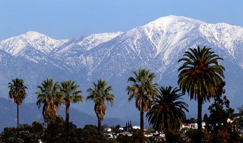 Snow on the San Gabriel Mountains Azusa California, Happy Independence Day Usa, Vintage Places, Redlands California, San Bernardino Mountains, San Gabriel Mountains, California Mountains, Gold Prospecting, San Gabriel