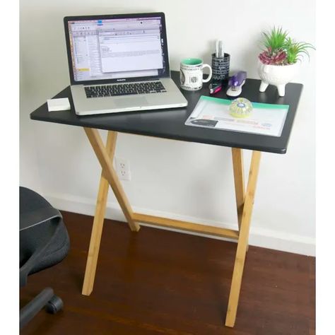 Makeshift Desk Ideas for Working From Home | Apartment Therapy Tv Tray Set, Couch Tray, Ladder Desk, Desk Wood, Desks For Small Spaces, Wall Mounted Desk, Folding Desk, Desk Tray, Simple Desk