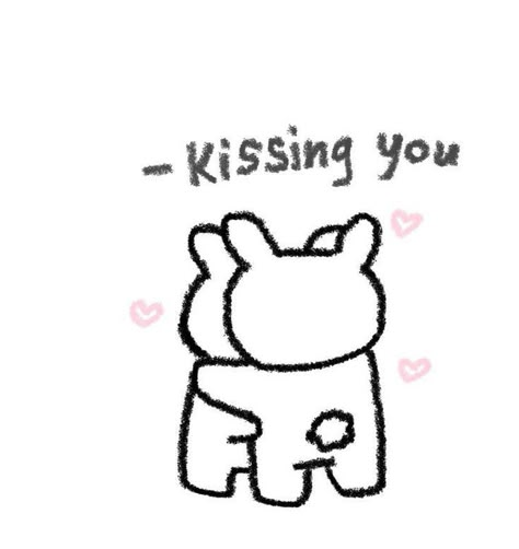 Kissing Cute Illustration, Cute Kiss Doodle, Kiss Doodle Cute, Cute Kiss Drawing, Noteit Ideas For Gf, Kissing Doodle, Noteit Ideas For Bf, Cute Doodles For Boyfriend, Meme Kiss