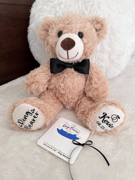 Ring Bearer Proposal, Ring Bearer Gift, Bear Ring, Ring Bearer Gifts, Proposal Wedding, Ring Bearer Pillows, Types Of Gifts, Flower Girl Gifts, Proposal Gifts