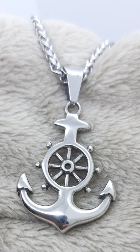 Ship Helm, Vintage Pirate, Anchor Jewelry, Pirate Fashion, Gifts For Sailors, Anchor Pendant, Anchor Necklace, Necklace For Men, Men Vintage