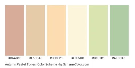 Color scheme palette image Pastel Autumn Color Palette, Orange Hex, Pastel Autumn, Autumn Color Palette, Mint Pastel, Hexadecimal Color, Blue Names, Brown Color Schemes, Colors Palette