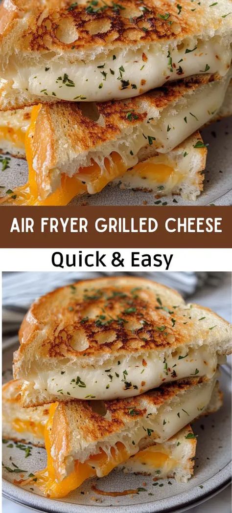 Air Fryer Grilled Cheese: Quick & Easy Recipe Grilled Cheese Recipes Easy, Air Fryer Recipes Grilled Cheese, Grilled Cheese Bites, Air Fryer Cheese, Crispy Grilled Cheese, Air Fryer Grilled Cheese, Homemade Grilled Cheese, Cheesy Sandwich, Perfect Grilled Cheese