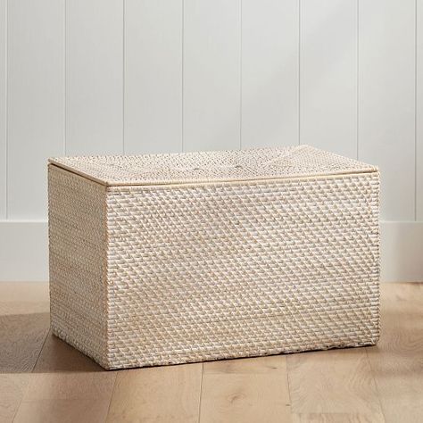 Decorative Storage Bins & Storage Baskets | Pottery Barn Teen White Storage Bins, Bedroom Things, Shared Nursery, Trunk Storage, Storage Trunk, Lid Storage, Dust Free, Woodland Baby, Pottery Barn Teen