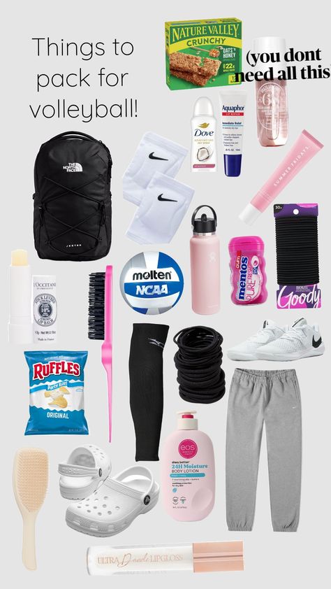 #volleyball#stufftopack#idea Travel Volleyball Packing List, What To Put In Your Volleyball Bag, Volleyball Christmas Gifts, Travel Volleyball, Volleyball Christmas, Volleyball Camp, Volleyball Bag, Volleyball Stuff, Road Trip Packing List