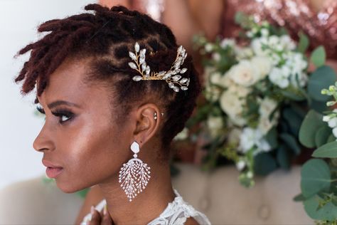 Short Locs Hairstyles For Wedding, Short Locs Bridal Hairstyles, Formal Hairstyles For Short Locs, Bridal Locs Hairstyles Short, Short Locs Formal Hairstyles, Short Locs Wedding Hairstyles, Med Locs, Loc Jewelry On Short Locs, Short Dread Styles