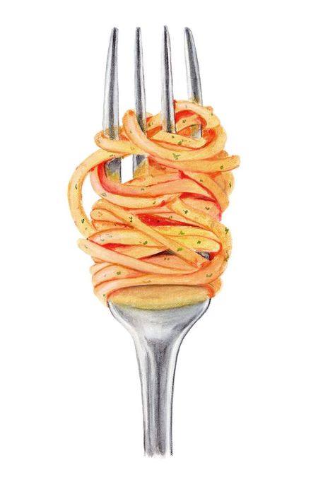 Food Illustrations | Disha Sharma — Markdisha Designs How To Draw Spaghetti, Themes To Draw, Pasta Illustration, List Of Themes, Pasta Fork, Food Illustration Design, Pasta Art, Vodka Pasta, Recipe Drawing