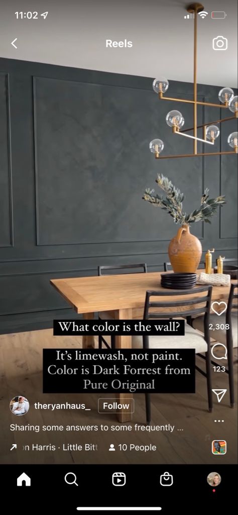 Accent Wall For Dark Furniture, Master Accent Wall Ideas Paint, Finish Work Accent Walls, Limewash Walls Wainscoting, Loving Room Accent Wall, Dark Limewash Paint, Modern Contemporary Accent Wall, Accent Wall With Textured Walls, Solid Accent Wall