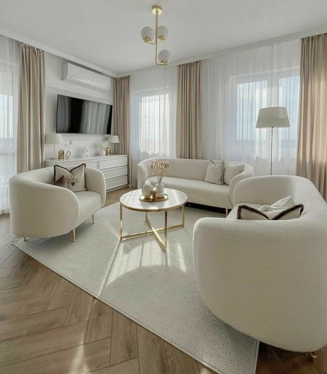 Apartment Living Room Design, Living Room Design Inspiration, Living Room Sofa Design, Home Design Living Room, White Living Room, Elegant Home Decor, Decor Home Living Room, Living Room Decor Apartment, Home Design Decor