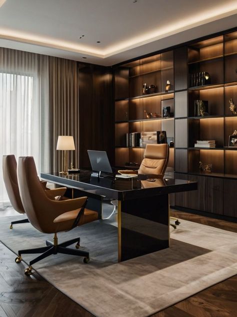 Ceo Office Design Luxury Modern, Ceo Office Design Luxury, Boss Office Interior Design, Executive Office Design Interior, Zen Home Office, Office Interior Design Luxury, Ceo Office Design, Male Office Decor, Executive Office Design