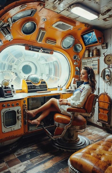 Nasa Punk Aesthetic, Lunar Punk, Nasa Punk, 50s Space, Fantasy Interior, Atom Punk, Atomic Punk, Scifi Interior, Fantasy Star