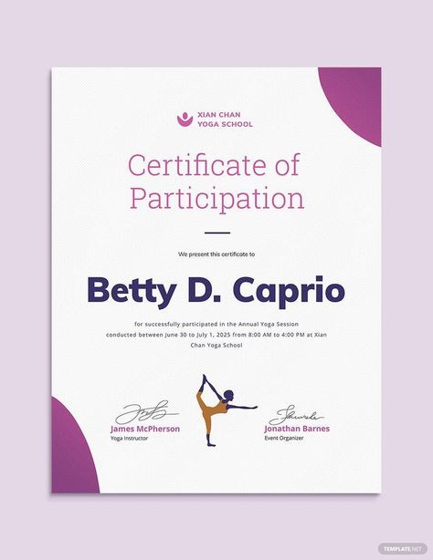 Creative Yoga Certificate Template Yoga Certificate, Yoga Certification, Free Certificates, School Certificates, Microsoft Publisher, Yoga School, Event Organiser, Template Google, Certificate Templates