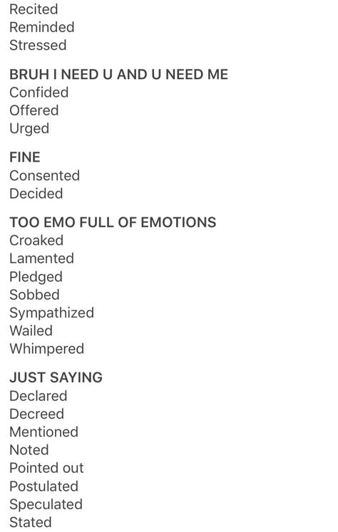 Better Words For Said, Words Better Than Said, Words For Laughing Writing, Words Other Than Said, Words To Replace Said, Other Words For Said, Words For Said, Writing Expressions, Writing Inspiration Tips