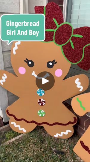 Diy Gingerbread Sign, Diy Big Gingerbread Man, Foam Board Gingerbread Man, Gingerbread Diy Christmas Decor, Gingerbread Door Ideas, Gingerbread Diy Decorations, Ginger Bread Christmas Decorations Ideas, Gingerbread Party Ideas, Candyland Diy