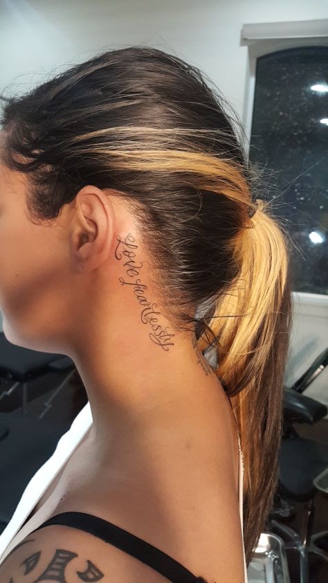 Number 14 Neck Tattoos Women Number, Neck Name Tattoos Women Side, Name On Side Of Neck Tattoo, 2001 Tattoo Behind Ear, Neck Tattoos Women Side Words, Neck Name Tattoos Women, Name Tattoos On Neck Fonts, Hairline Tattoo For Women, Side Neck Tattoo Writing