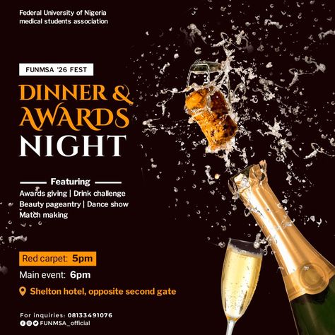 Dinner And Award Night Flyer Design, Dinner Party Flyer Design, Dinner Night Flyer Design, Award Night Flyer Design, Facebook And Instagram Logo, Graphic Design Inspiration Poster, Corporate Dinner, Inspiration Poster, Time Icon