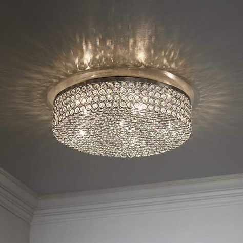 Velie 16" Wide Round Crystal Ceiling Light - #3C750 | Lamps Plus Living Wall Decor, Ceiling Design Living Room, Flush Mount Chandelier, Crystal Ceiling Light, Ceiling Light Design, Closet Lighting, Luxury Chandelier, Diy Chandelier, Ceiling Lights Living Room