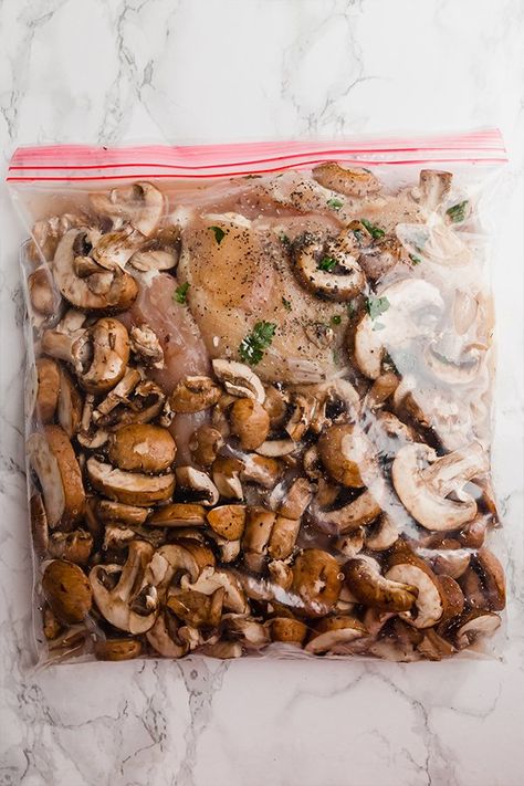 Chicken Marsala Freezer Meal, Macro Freezer Meals, Marry Me Chicken Freezer Meal, Paleo Freezer Meals, Freezer Casseroles, Greek Souvlaki, Slow Cooker Chicken Marsala, Crockpot Freezer Meals, Freezer Prep