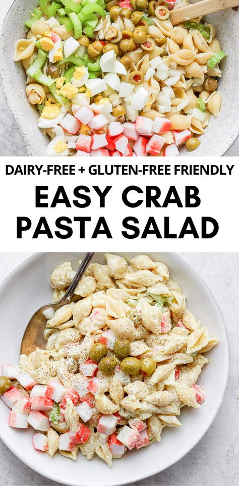 Crab Pasta Salad, Wooden Skillet, Dairy Free Salads, Lunch Meals, Crab Pasta, Crab Salad Recipe, Dairy Free Pasta, Gluten Free Salads, Gluten Free Sides