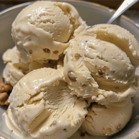 Cheap Vegan Food | Maple Walnut Ice Cream | Facebook Maple Walnut Ice Cream Recipe, Vegan Baileys, Maple Walnut Ice Cream, Maple Ice Cream, Vegan Banana Pudding, Sausage Cheese Dip, Walnut Ice Cream, Sausage Muffins, Banana Protein Smoothie