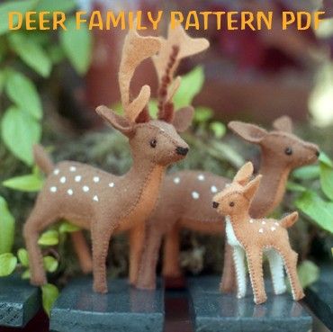 Felt Deer, Dance Crafts, Felt Sewing, Baby Mobil, Buck And Doe, Father And Baby, Deer Family, Favourite Flowers, Felt Sheets