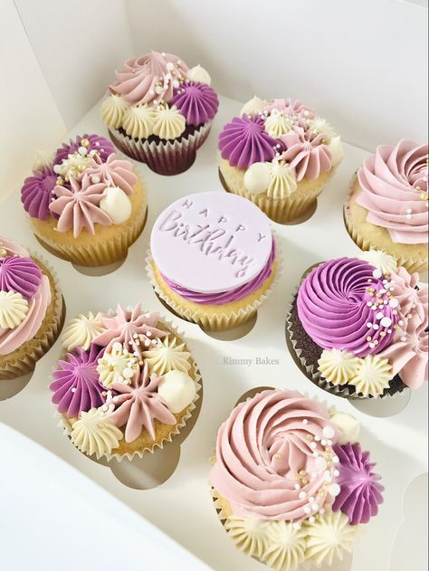 75 Birthday Cupcakes, 25th Birthday Cupcakes, 80th Birthday Cupcakes, Purple Theme Birthday, 80 Cake, Birthday Cupcakes For Women, Cupcakes With Sprinkles, 30th Birthday Cupcakes, Purple Cupcakes