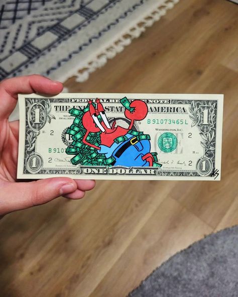 Dollar Painting Art, Painting On Money, Dollar Bill Painting, Dollar Drawing, Money Paintings, Dollar Bill Art, Dollar Painting, Dollar Art, Dagobert Duck