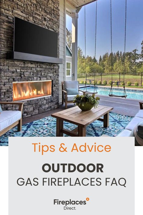 Tips & Advice Outdoor Gas Fireplace FAQ Outdoor Propane Fireplace, Natural Gas Fireplace, Gas Insert, Propane Fireplace, Gas Fireplaces, Outdoor Gas Fireplace, Outdoor Fireplaces, Gathering Place, Patio Spaces