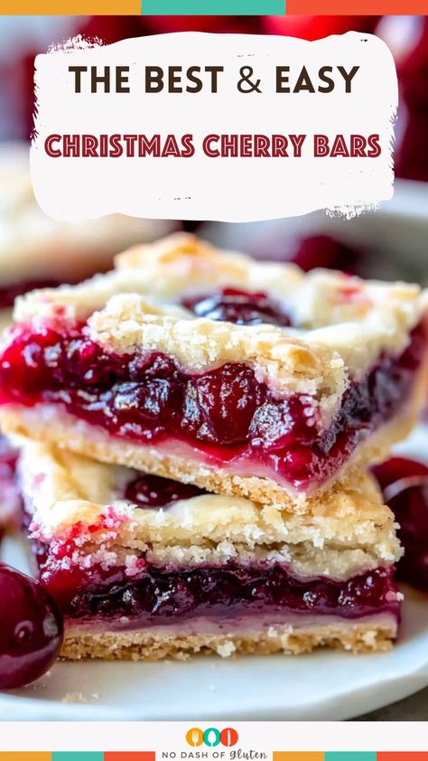 Christmas Cherry Pie Bars, Bada Bing Cherry Recipes, Gluten Free Cherry Pie Bars, Cherry Bars Recipe Pie Fillings, Holiday Dessert Gifts, Cherry Mash Bars, Xmas Desserts Recipes Easy, Cherry Baked Goods, Holiday Treats Gluten Free