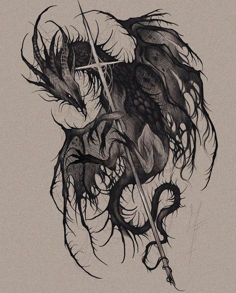 Dark Souls Tattoo, Tatoo Dog, Gotik Tattoo, Go Ara, Medieval Tattoo, Soul Tattoo, Fantasy Tattoos, Dragon Sketch, Creepy Tattoos