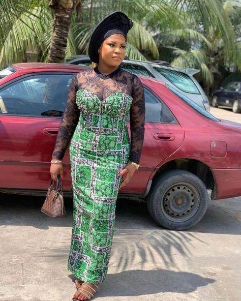 Ankara Gown Styles Ankara Styles With Lace Combination, Ankara Straight Gowns, Ankara Long Gown, African Ladies, Stylish Naija, Ladies Choice, Ankara Long Gown Styles, Ankara Skirt And Blouse, Combination Fashion