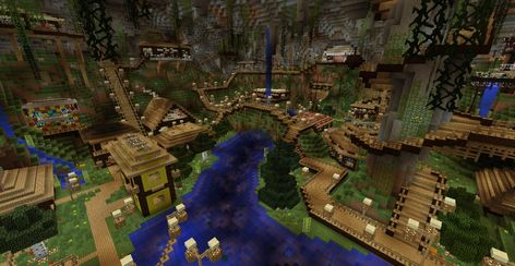 Underground Civilization, Underground Village, Minecraft Cave House, Minecraft Underwater, Concept Aesthetic, Villa Minecraft, Minecraft Underground, Minecraft Base, Construction Minecraft