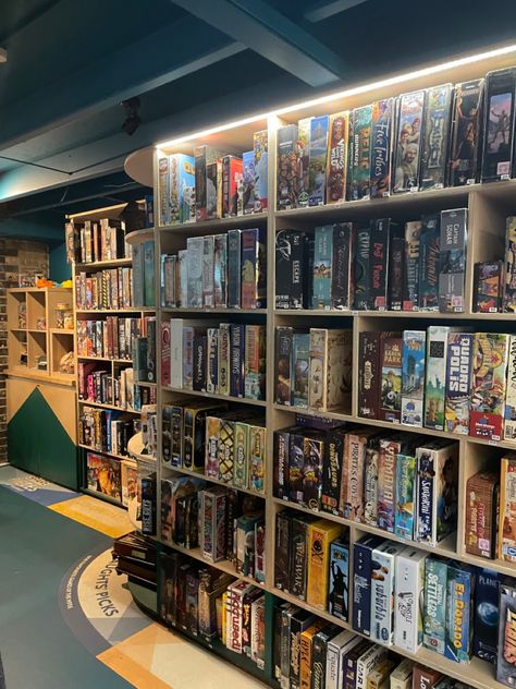 Game Store Design, Cane Brothers, Board Game Store, Meghan Quinn, Nice Guys Finish Last, Board Game Room, Going To University, Video Store, Aesthetic Shop