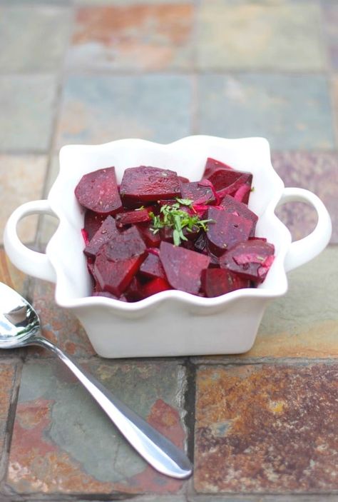 Make your own Pickled Beets at home with fresh beets and red onions marinated in white balsamic vinegar, extra virgin olive oil, sugar and fresh tarragon. Aip Salads, Pickled Foods, Beetroot Recipes, Homemade Goods, White Balsamic, Homemade Pantry, Fresh Beets, Beet Recipes, Pickled Beets