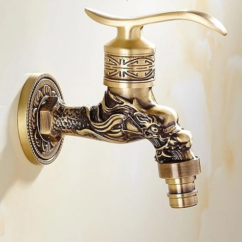 Antique Brass Faucet, Brass Tap, Faucet Design, Faucet Accessories, Brass Faucet, Kitchen Fixtures, Antique Design, Shower Systems, Retro Kitchen