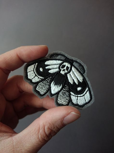 Embroidered Moth, Snow White Witch, Owl Black, Skull Moth, Butterfly Patch, Night Owls, Hawk Moth, Embroidered Butterfly, Night Owl