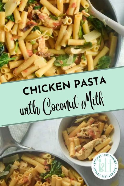 Chicken pasta with coconut milk is a dreamy way to enjoy tasty, creamy pasta. Made with a handful of staple ingredients, it’s easy to make and comes together in no time in just one pot! Pasta With Coconut Milk, Coconut Milk Pasta, Milk Pasta, Recipes With Coconut Cream, Vegetable Pasta Bake, Creamy Chicken Pasta, Easy Freezer Meals, Coconut Milk Recipes, Small Pasta