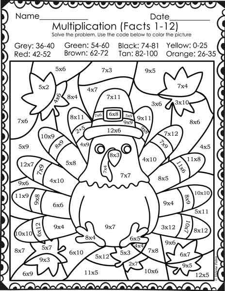 Enjoy Thanksgiving puzzles and coloring pages. Color and solve the puzzles for a fun and educational activity! #ThanksgivingColoringPages #Puzzles #KidsActivities #PrintableFun Thanksgiving English Activities, Thanksgiving Multiplication Worksheets, Multiplication Coloring Worksheets, Remarks For Report Card, Thanksgiving Multiplication, Thanksgiving Math Worksheets, Multiplication Facts Worksheets, Math Fact Worksheets, Esl Kids