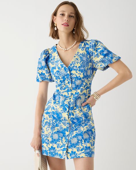 https://www.jcrew.com/s7-img-facade/BP873_PT2975_m?hei=2000&crop=0,0,1600,0 Mini Sundress, J Crew Dress, Flare Mini Dress, Jcrew Women, Faux Wrap Dress, Long Sleeve Mini Dress, Fit Flare Dress, Puff Sleeves, Flare Dress