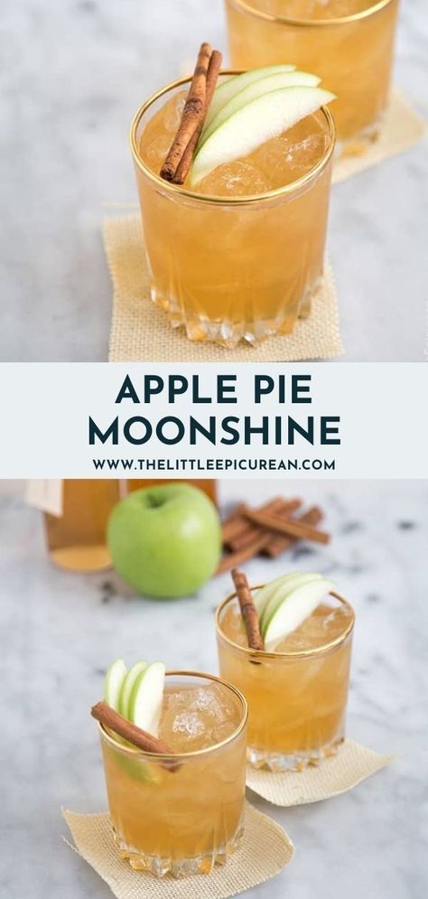 This apple pie moonshine cocktail really resembles the flavors of apple pie. A cozy blend of apple goodness and a touch of spice. Apple Pie Moonshine Drinks Cocktails, Apple Pie Liquor Recipe, Apple Pie Moonshine Cocktail, Stone Fruit Sangria, Apple Pie Moonshine Drinks, Autumn Beverages, Apple Pie Drink, Apple Pie Moonshine Recipe, Apple Pie Cocktail