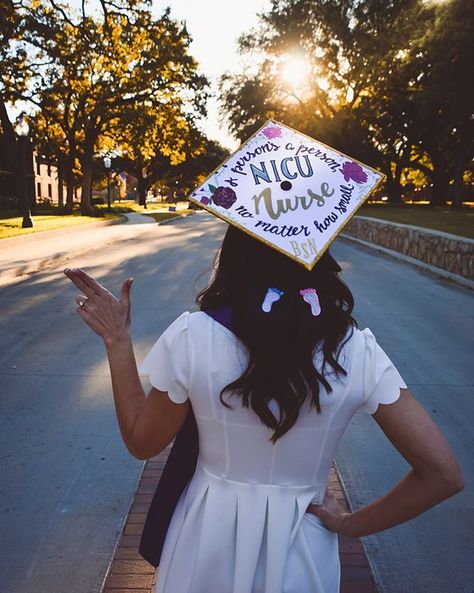 Graduation cap ideas for new NICU nurses! Good luck to all you future neonatal teammates out there! #NICUnurse #RN #nursingstudent #nursingmotivation #nursingschool #nursinginspiration Nursing School Grad Cap, Nurse Graduation Cap Designs, Graduation Cap Decoration Nursing, Nursing School Graduation Party, Graduation Cap Ideas, Graduation Hats, Nurse Graduation Cap, Nursing Goals, Nursing Graduation Pictures