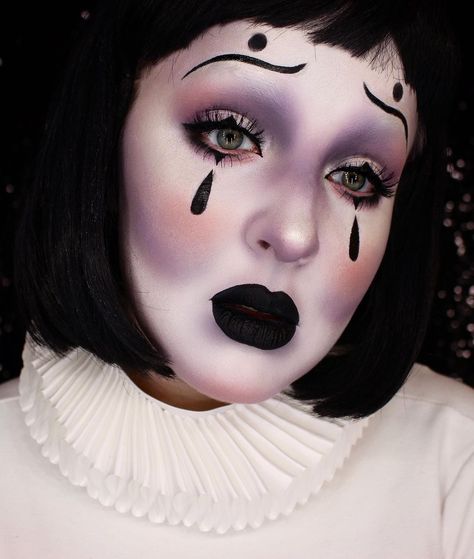 Bearded Clown Makeup, Scary Mime Makeup, Jester Nails, Pierrot Clown Makeup, Puppet Makeup, Mime Clown, Drag Ideas, Mime Makeup, Clown Core